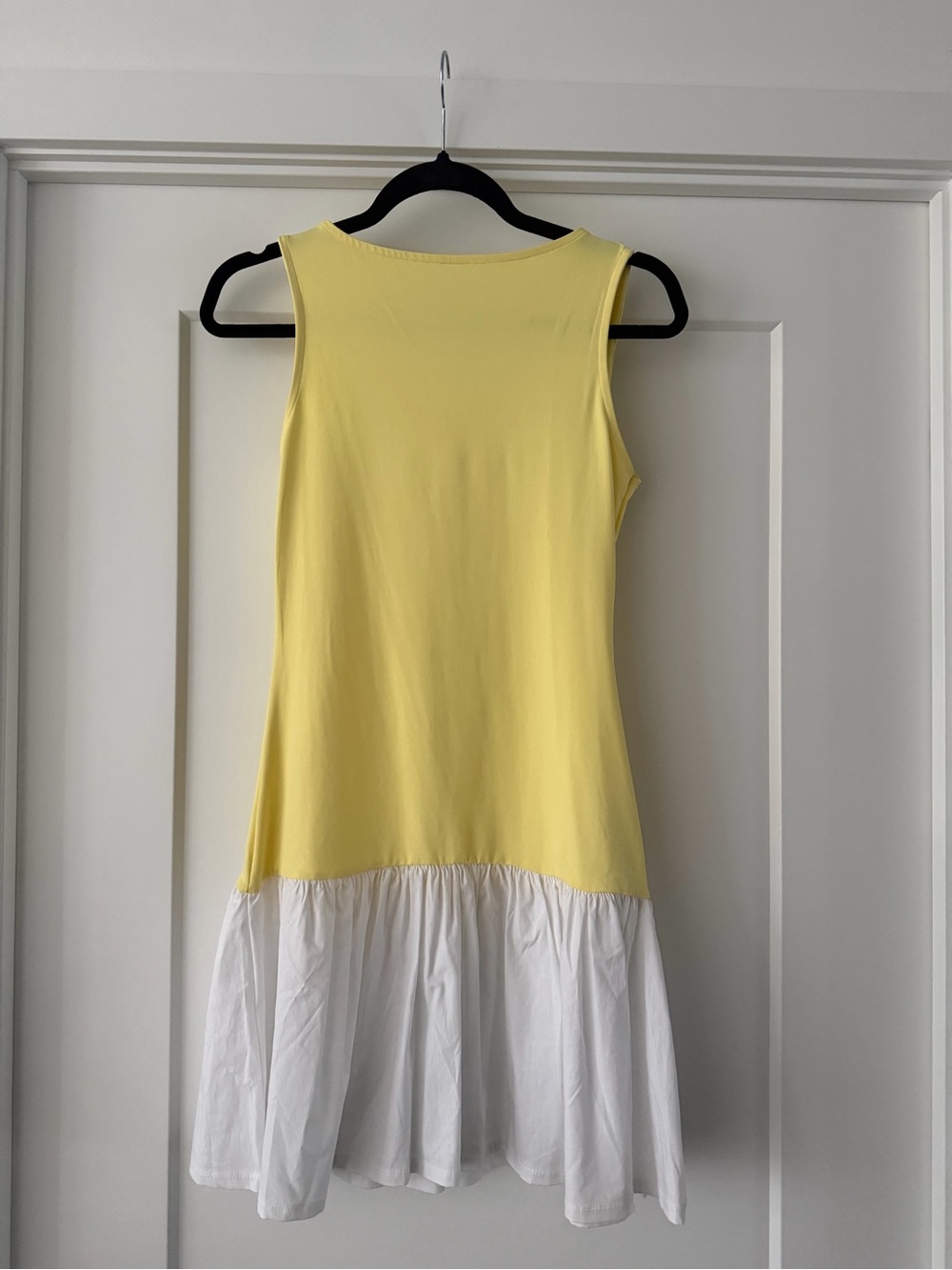Yellow and White Sleeveless Tiered Dress - Women